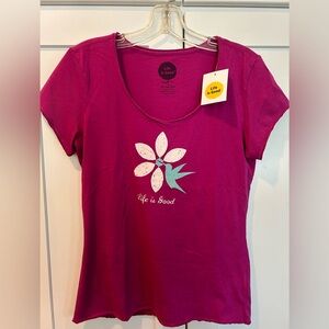 Life is Good Smooth Scoop Neck Fitted T-shirt, XS